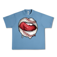 Pebble Blue sports lips baseball Urban Heavy Tee - texasbilliewilder