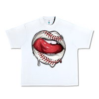 White sports lips baseball Urban Heavy Tee - texasbilliewilder