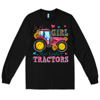 Black just a girl who loves tractors Long Sleeve Tee - Zillion Design Studio