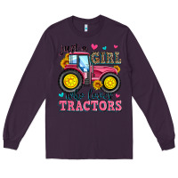 Plum just a girl who loves tractors Long Sleeve Tee - Zillion Design Studio
