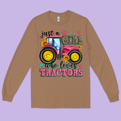 Just A Girl Who Loves Tractors Long Sleeve Tee Designed By Zillion Design Studio
