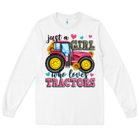 White just a girl who loves tractors Long Sleeve Tee - Zillion Design Studio