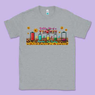 Battery Life Of A Teacher Libbey Glass Classic Tee Designed By Bundleandbundleshop