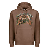 Chestnut whose bed have your boots under cowboy western Premium Hoodie - NancyCooperArtShop