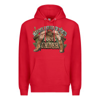 Red whose bed have your boots under cowboy western Premium Hoodie - NancyCooperArtShop