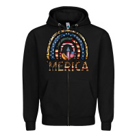 Black merica rainbow Zipper Hoodie - CowhideDigitalArt