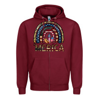 Burgundy merica rainbow Zipper Hoodie - CowhideDigitalArt