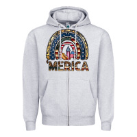 Heather Grey merica rainbow Zipper Hoodie - CowhideDigitalArt