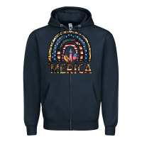 Navy merica rainbow Zipper Hoodie - CowhideDigitalArt