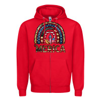 Red merica rainbow Zipper Hoodie - CowhideDigitalArt