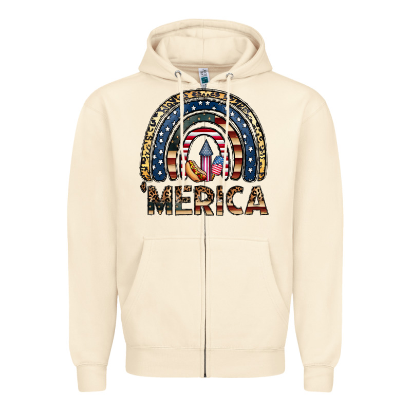 Merica Rainbow Zipper Hoodie by CowhideDigitalArt | Teevron