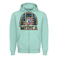 Seafoam merica rainbow Zipper Hoodie - CowhideDigitalArt
