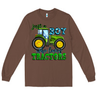 Chestnut just a boy who loves tractors Long Sleeve Tee - Zillion Design Studio