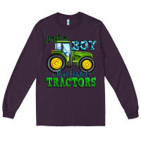 Plum just a boy who loves tractors Long Sleeve Tee - Zillion Design Studio