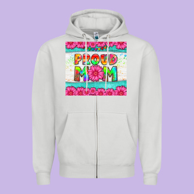 Proud Mom Zipper Hoodie Designed By Hra Design Shop