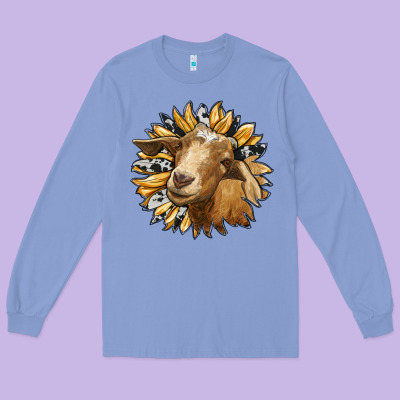 Sunflower With Goat Long Sleeve Tee Designed By Ranaportraitstore