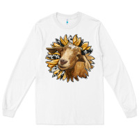 White sunflower with goat Long Sleeve Tee - RanaPortraitStore