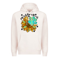 Pale Pink life is better with cats Premium Hoodie - NancyCooperArtShop