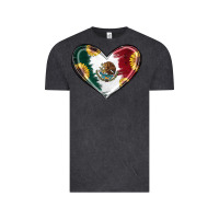 Vintage Black Sunflower Mexican Flag Heart Vintage Tee - RanaPortraitStore