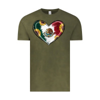 Vintage Olive Sunflower Mexican Flag Heart Vintage Tee - RanaPortraitStore