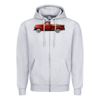 Heather Grey western red truck right side view Zipper Hoodie - FaDigitalArtStudio