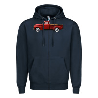 Navy western red truck right side view Zipper Hoodie - FaDigitalArtStudio