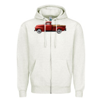 Oatmeal Heather western red truck right side view Zipper Hoodie - FaDigitalArtStudio