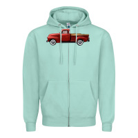 Seafoam western red truck right side view Zipper Hoodie - FaDigitalArtStudio