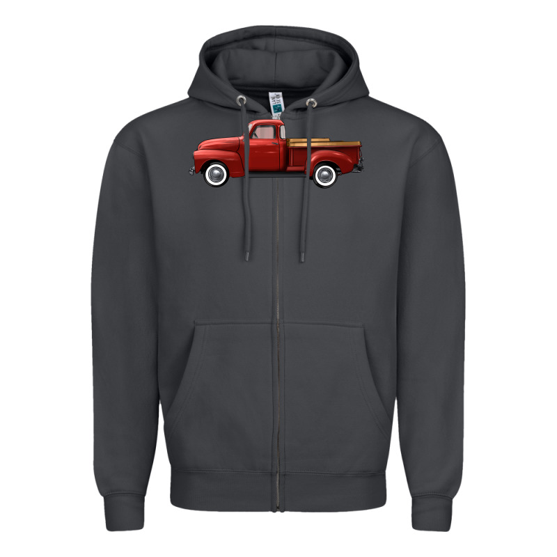 Western Red Truck Right Side View Zipper Hoodie by FaDigitalArtStudio | Teevron