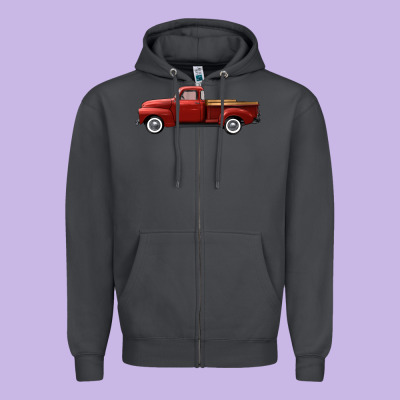 Western Red Truck Right Side View Zipper Hoodie Designed By Fadigitalartstudio