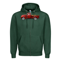 Sports Green western red truck right side view Zipper Hoodie - FaDigitalArtStudio
