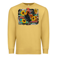 Antique Gold western rooster coop animals sunflowers cowhide serape wooden Premium Sweatshirt - Artiststas