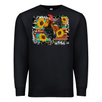 Black western rooster coop animals sunflowers cowhide serape wooden Premium Sweatshirt - Artiststas