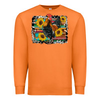 Carrot western rooster coop animals sunflowers cowhide serape wooden Premium Sweatshirt - Artiststas