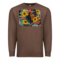 Chestnut western rooster coop animals sunflowers cowhide serape wooden Premium Sweatshirt - Artiststas