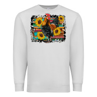 Dove Grey western rooster coop animals sunflowers cowhide serape wooden Premium Sweatshirt - Artiststas