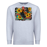Heather Grey western rooster coop animals sunflowers cowhide serape wooden Premium Sweatshirt - Artiststas