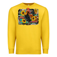 Lemon western rooster coop animals sunflowers cowhide serape wooden Premium Sweatshirt - Artiststas