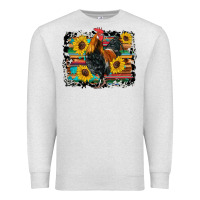 Oatmeal Heather western rooster coop animals sunflowers cowhide serape wooden Premium Sweatshirt - Artiststas