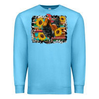 Western Rooster Coop Animals Sunflowers Cowhide Serape Wooden Premium Sweatshirt | Teevron