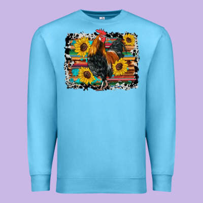 Western Rooster Coop Animals Sunflowers Cowhide Serape Wooden Premium Sweatshirt Designed By Artiststas