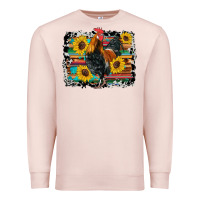 Pale Pink western rooster coop animals sunflowers cowhide serape wooden Premium Sweatshirt - Artiststas