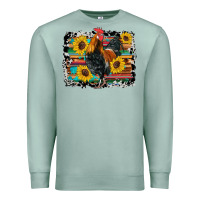 Seafoam western rooster coop animals sunflowers cowhide serape wooden Premium Sweatshirt - Artiststas