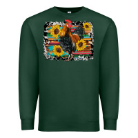 Sports Green western rooster coop animals sunflowers cowhide serape wooden Premium Sweatshirt - Artiststas