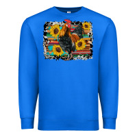 True Royal western rooster coop animals sunflowers cowhide serape wooden Premium Sweatshirt - Artiststas