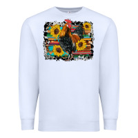 White western rooster coop animals sunflowers cowhide serape wooden Premium Sweatshirt - Artiststas
