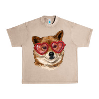 French Oak shiba inu with love glasses Urban Heavy Tee - RanaPortraitStore