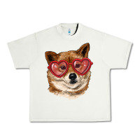 Pistachio shiba inu with love glasses Urban Heavy Tee - RanaPortraitStore
