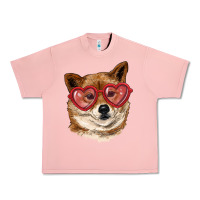 Salmon shiba inu with love glasses Urban Heavy Tee - RanaPortraitStore