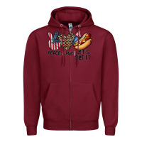 Burgundy peace love let's get it Zipper Hoodie - CowhideDigitalArt